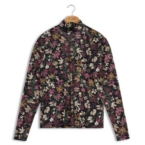 Point Printed Crop Mock Neck Watercolor Floral